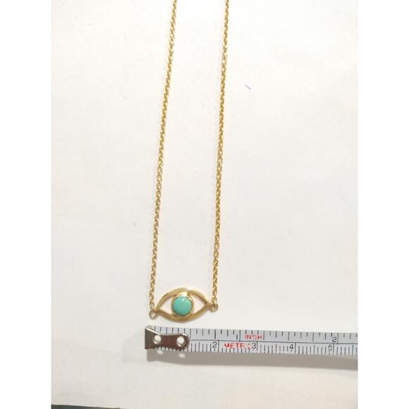 Pura Vida Pendant Necklace Turquoise Evil Eye Dainty Gold Tone 18" Long - Picture 4 of 10